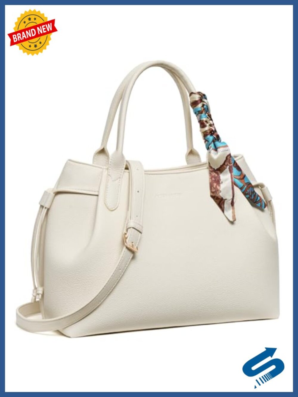 Vegan Leather Satchel Bag with Removable Strap - Picture 5 of 6